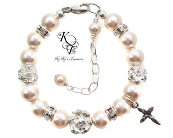 Baptism Gift, Baby Bracelet, Christening Gifts, Cross Charm Bracelet, Baby Keepsake, Cross Bracelet, First Communion, Baby Girl Baptism