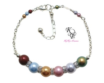 Birthstone Bracelet for Mom - Mother Bracelet - Birthstone Bracelet Sterling Silver - Swarovski Pearls - Grandma Bracelet - Mothers Jewelry