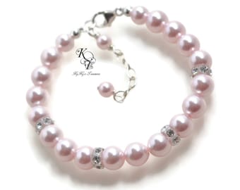 Little Girl Bracelet Pearl Baby Bracelet Toddler Jewelry Flower Girl Baptism Gift Toddler Bracelet FREE Gift Box Baby Gifts Baby Shower Gift