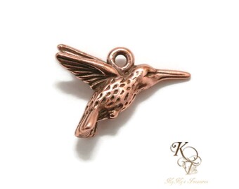 Hummingbird Charm 1 Piece Tierracast Copper Charms Copper Hummingbird Pendant Antique Copper Charms Copper Jewelry Findings