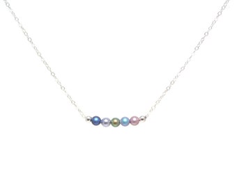 Birthstone Necklace ~ Tiny Pearl Necklace ~ Mother Necklace ~ Necklace for Mom ~ Grandma Gift ~ Dainty Necklace ~ Sterling Silver ~ Mom Gift