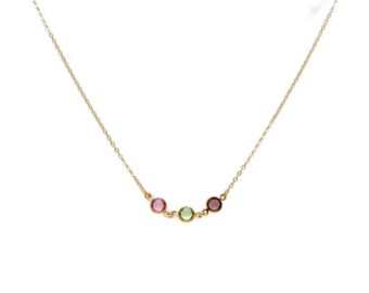 Customized Mothers Necklace, Gold Birthstone Family Necklace, Gold Filled Necklace, Birthstone Necklace, Gold Necklace, Mom Gift Jewelry