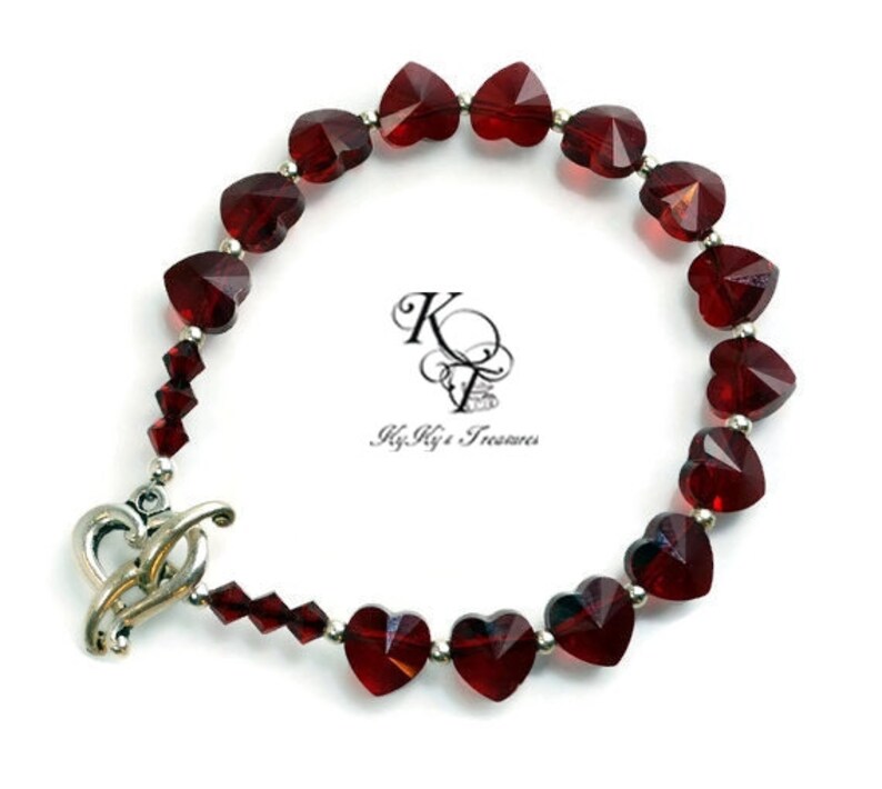 Heart Gift Garnet Bracelet Valentines Gift Wife Gifts Anniversary Gifts Heart Jewelry Love Jewelry Valentines Jewelry Heart Bracelet
