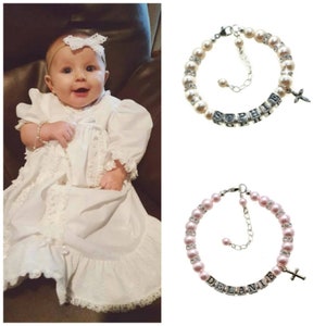 Christening Bracelet, Baptism Gift Girl, Baby Baptism Bracelet to Wedding, Religious Baby Gift, Personalized Baby Gift, Christening Jewelry