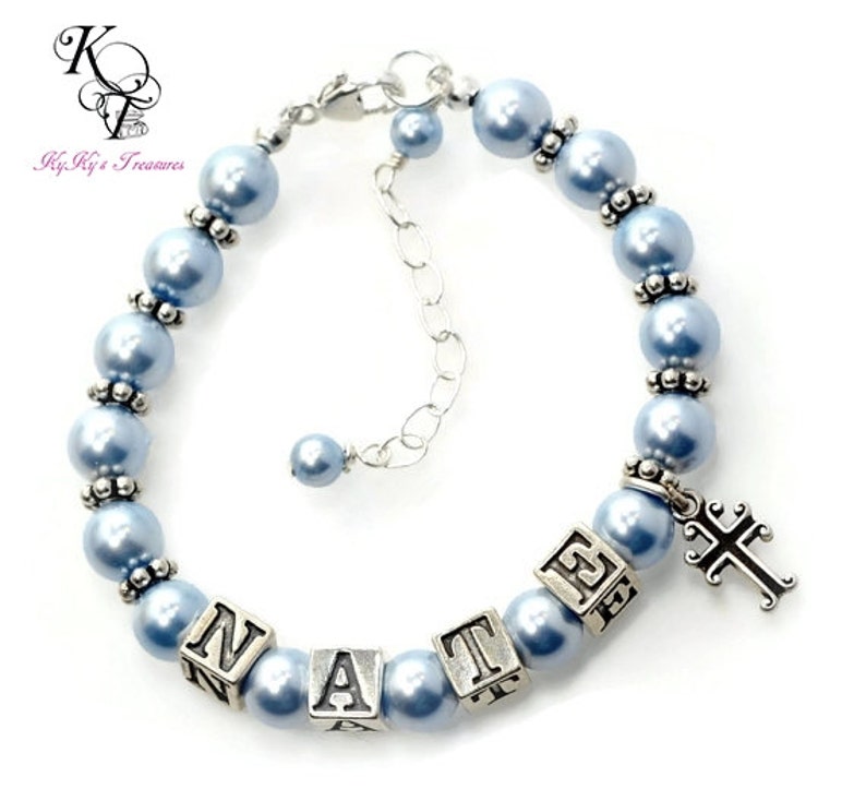 Baby Boy Baptism Bracelet Personalized Baby Boy Gift Etsy