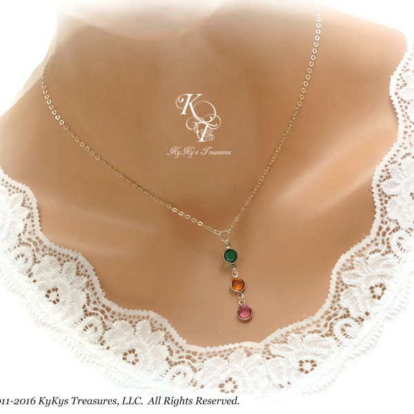 Birthstone Necklace - Mothers Jewelry - Grandma Necklace - Family Birthstone Necklace - Sterling Silver Necklace - Mom Gifts - Grandma Gifts