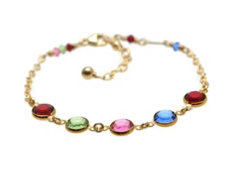 Dainty Bracelet Gold, Mom Gift, 14k Gold Filled Bracelet, Mothers Bracelet, Birthstone Bracelet Gold, Grandmother Bracelet, Grandma Gift