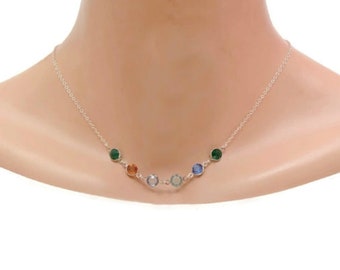 Birthstone Necklace for Mom, Grandma Necklace, Christmas Gifts for Mom, Sterling Silver Necklace Personalized Mothers Necklace Birthday Gift