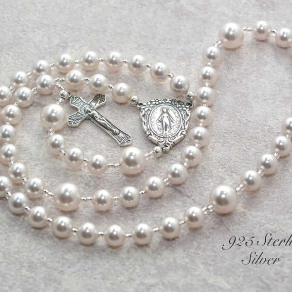 Pearl Rosary Beads Baby Baptism Christening Gifts First Communion Gift Baptism Rosary Beads Dedication Gift Child Rosary Jewelry