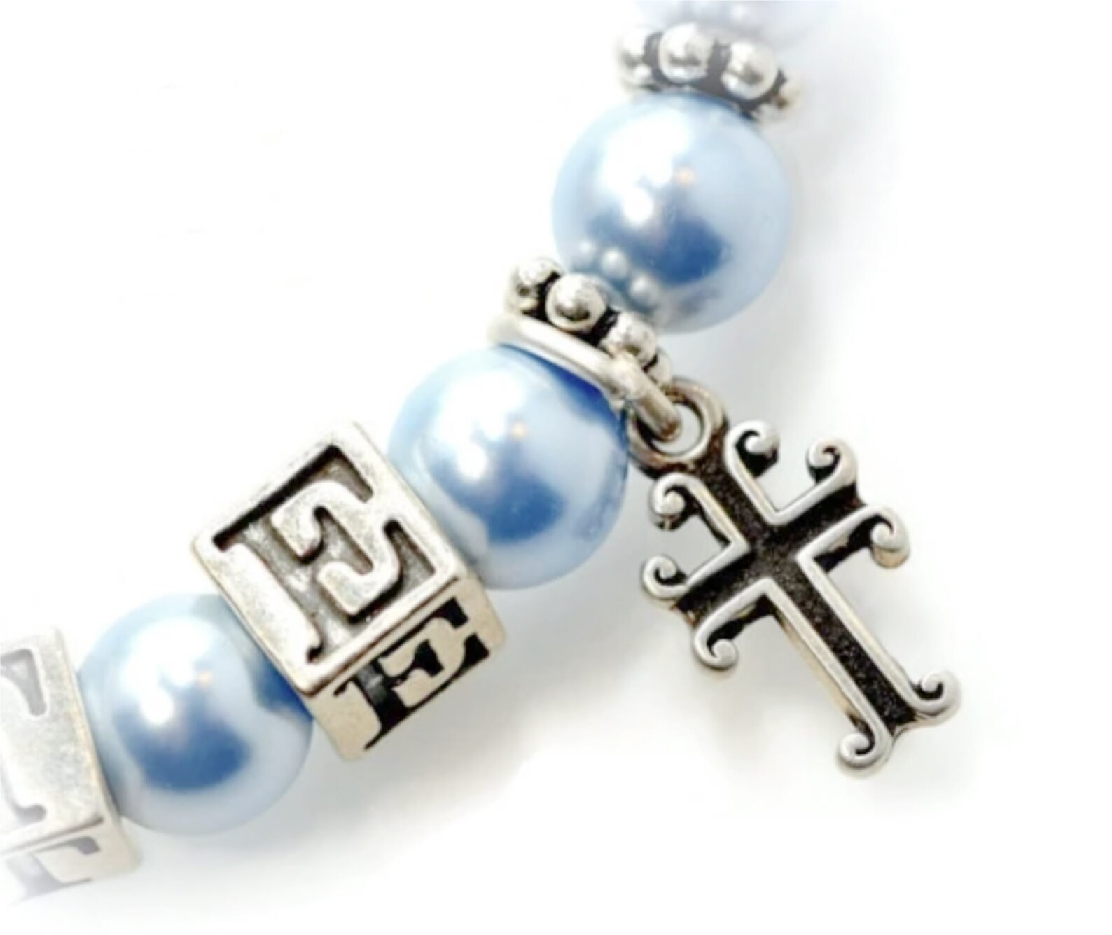 Baby Boy Baptism Bracelet Personalized Baby Boy Gift Blue Etsy