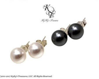 Pearl Studs Swarovski Pearl Earrings Sterling Silver Pearl Stud Earrings Bridal Jewelry Gift for Her Custom Pearl Earrings