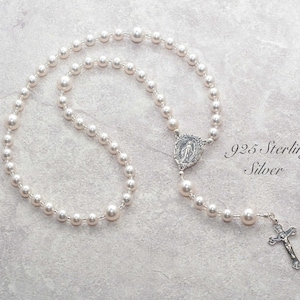 Pearl Rosary Beads Baby Baptism Christening Gifts First Communion Gift Baptism Rosary Beads Dedication Gift Child Rosary Jewelry image 4