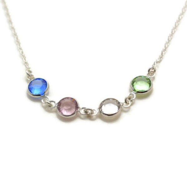 Birthstone Necklace for Mom, Mothers Necklace, Grandma Necklace Birthstone, Sterling Silver Birthstone Jewelry, Mom Gift Christmas