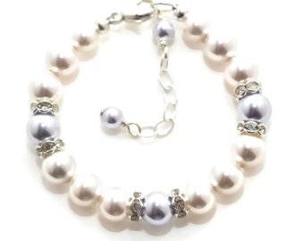 Girls Pearl Bracelet Babys First Pearl Bracelet Baptism Bracelet Baby Bracelet Little Girl Gift First Communion Gift Christening Bracelet