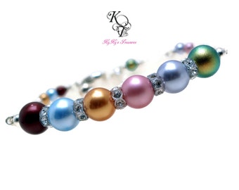 Birthstone Bracelet - Family Bracelet - Sterling Silver - Mother Bracelet - Grandma Bracelet - Mothers Jewelry - Pearl Bracelet Birthstone