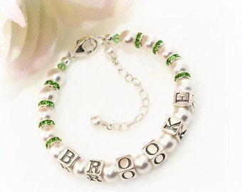 Girls Birthstone Bracelet Personalized Baby Gift Little Girl Jewelry 1st Birthday Baby Shower Newborn Gift for Toddler