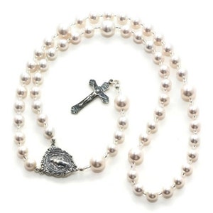 Pearl Rosary Beads Baby Baptism Christening Gifts First Communion Gift Baptism Rosary Beads Dedication Gift Child Rosary Jewelry image 5