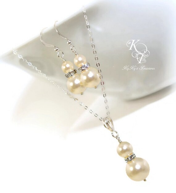 Wedding Jewelry Set, Pearl Bridal Jewlery Set, Wedding Jewelry, Jewelry for Brides, Sterling Silver Jewelry Set