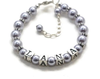 Personalized Baby Bracelet, Baptism Gift, Sterling Silver Pearl, Keepsake, Little Girl Jewelry, Baby Shower
