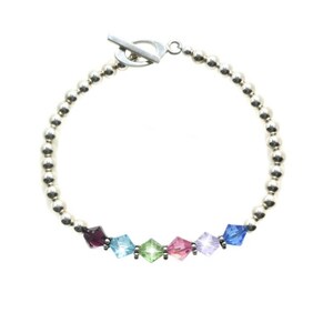Birthstone Bracelet for Mom Christmas Gift Birthstone Jewelry Sterling Silver Bracelet Crystal Bracelet Mothers Bracelet Grandma Gifts