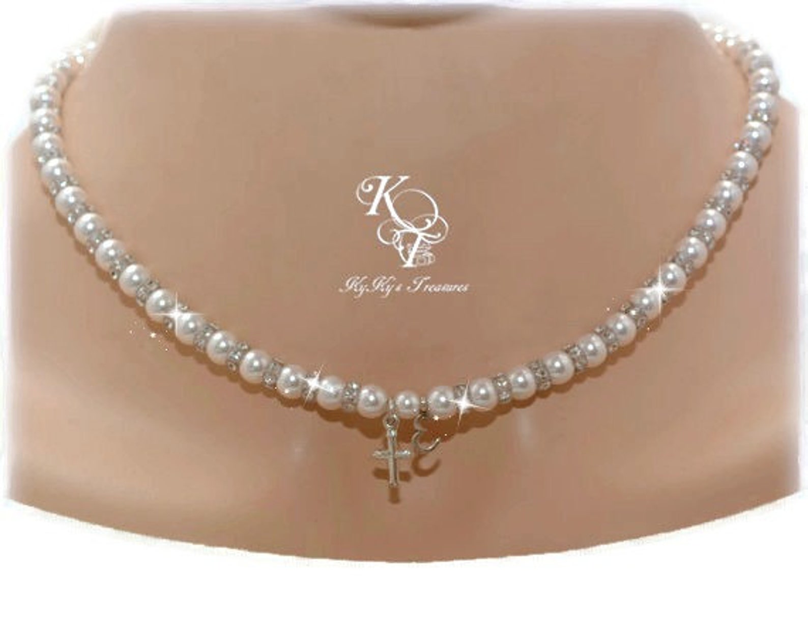 Baptism Necklace Personalized Baby Necklace Pearl Baby Etsy