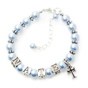 Baby Boy Baptism Bracelet Personalized Baby Boy Gift Blue Bracelet Boy Christening Bracelet Baptism Gift Christening Gift for Baby Boy