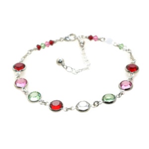 Family Bracelet, Mother Birthstone Bracelet, Grandma Bracelet, Sterling Silver Bracelet, Birthstone Jewelry, Grandmother Bracelet, Mom Gift