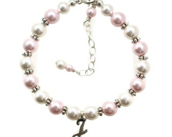 Little Girl Jewelry Custom Baby Bracelet Personalized Pearl Initial Bracelet Baby Shower Gift Toddler Girls Bracelet Baptism Gift for Girl