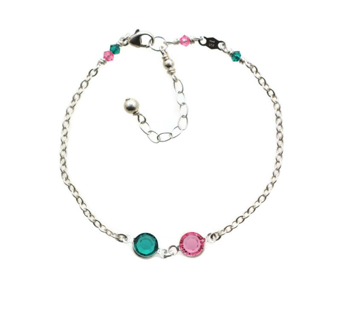 Grandma Bracelet Mother Birthstone Bracelet Sterling Silver Etsy