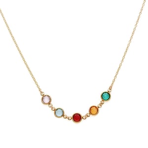 Solid Gold Necklace, Gold Birthstone Necklace, Mothers Necklace, Fine Jewelry, Solid 14k Gold Necklace, Mothers Jewelry, Grandma Gifts