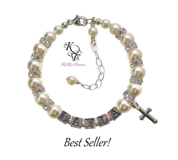 personalized baptism bracelet
