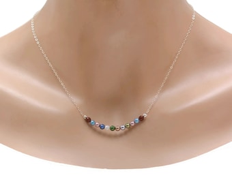 Grandma Necklace ~ Pearl Birthstone Necklace ~ Sterling Silver Birthstone Jewelry ~ Mother Necklace ~ Tiny Pearl Necklace ~ Dainty