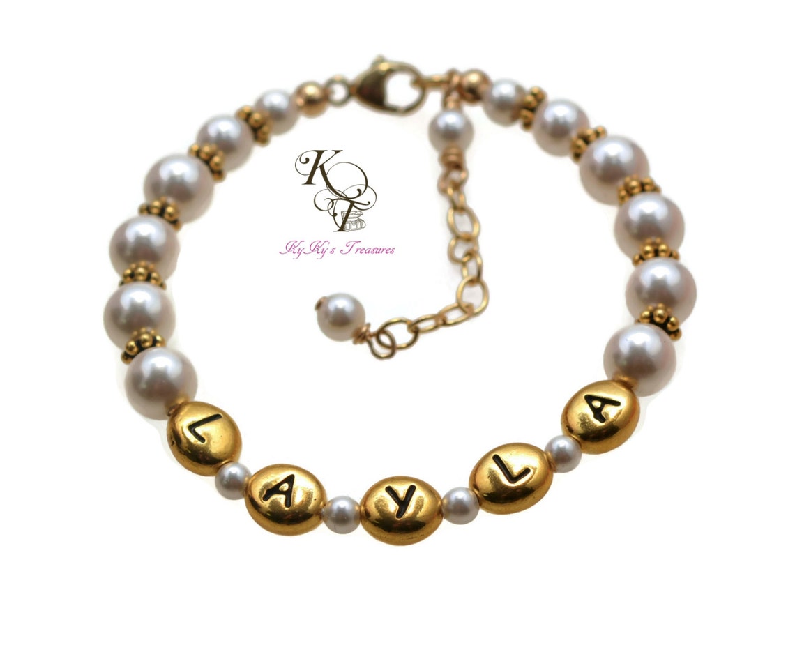 Gold Baby Bracelet Personalized Baby Bracelet Little Girl Etsy