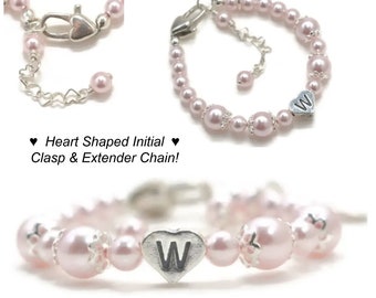 Personalized Heart Bracelet for Little Girl, Baby Girl Baptism Christening Gifts, Toddler Girl Baptism Bracelet, Newborn Baby Bracelet