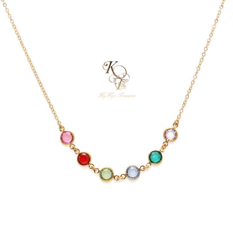 Gold Birthstone Necklace Birthstone Jewelry Gold Mothers Etsy