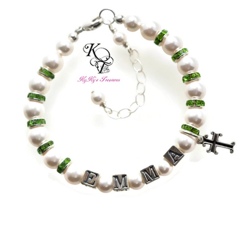 Personalized Baptism Gift Birthstone Bracelet Baby Bracelet Etsy
