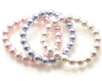 Pearl Baby Bracelet Babys First Pearls Elastic Pearl Bracelet Baby Gift Little Girl Pearl Bracelet Baptism Gifts Baptism Bracelet