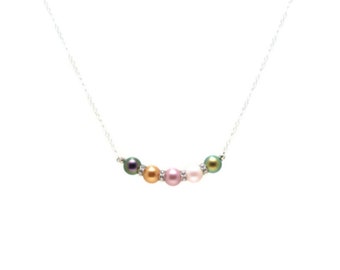 Birthstone Necklace Mothers Necklace Sterling Silver Pearl Birthstone Necklace Family Necklace Grandma Mom Christmas Gift Birthstone Jewelry