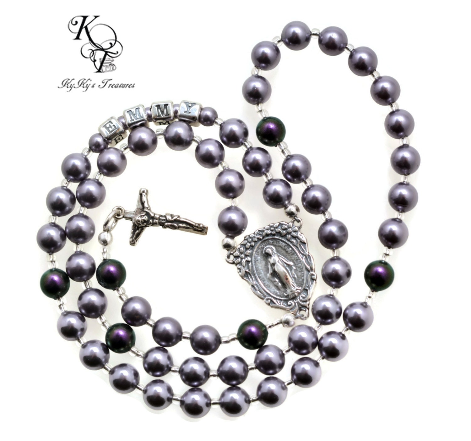 Personalized Rosary Baptism Rosary Baby Rosary Sterling Silver Etsy
