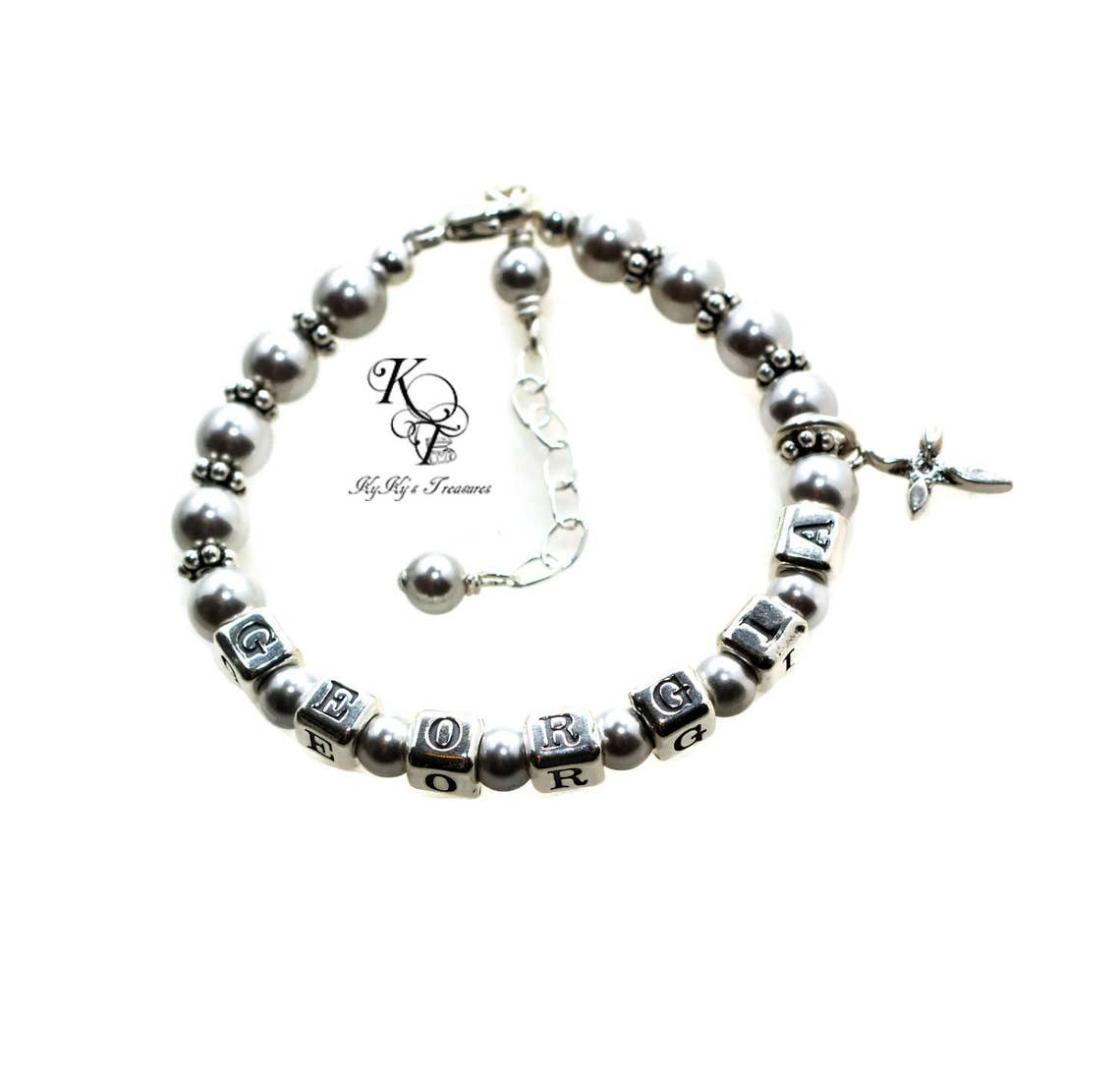 Baby Girl Baptism Personalized Baptism Bracelet Baby Etsy