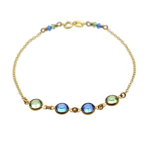 Solid Gold Bracelet - Birthstone Bracelet - Fine Jewelry - 14k Gold Bracelet - Mothers Jewelry - Grandma Bracelet - Gold Birthstone Bracelet