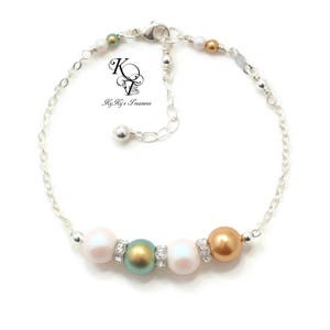 Birthstone Bracelet Family Bracelet Sterling Silver Mother Bracelet Grandma Bracelet Mothers Jewelry Pearl Bracelet Birthstone image 2