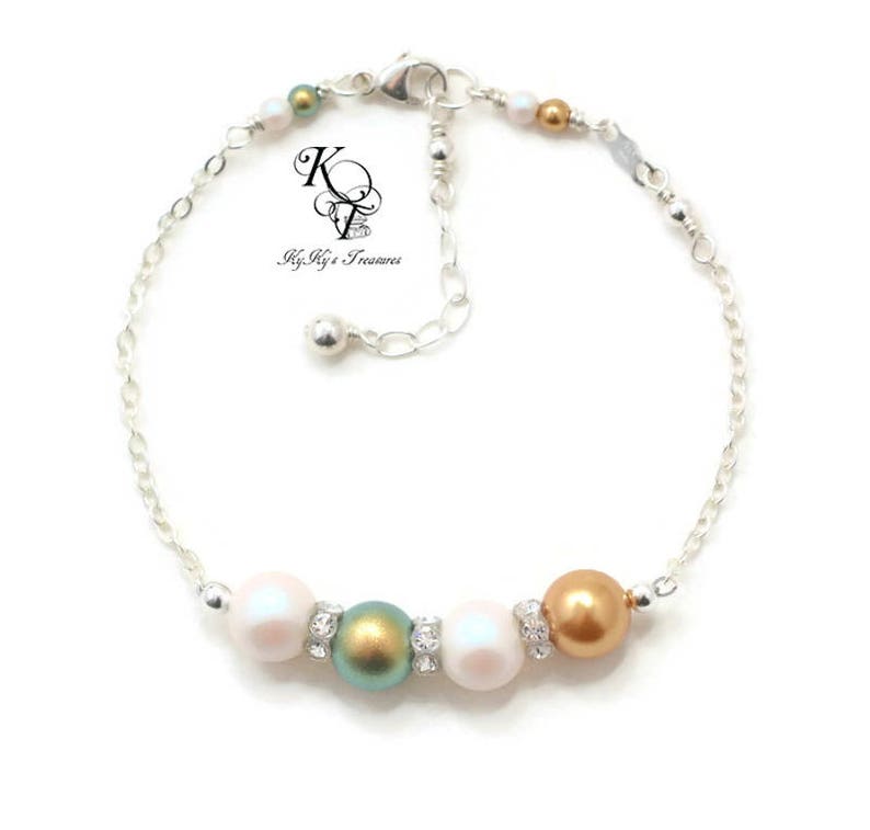 Birthstone Bracelet Family Bracelet Sterling Silver Mother Bracelet Grandma Bracelet Mothers Jewelry Pearl Bracelet Birthstone image 2