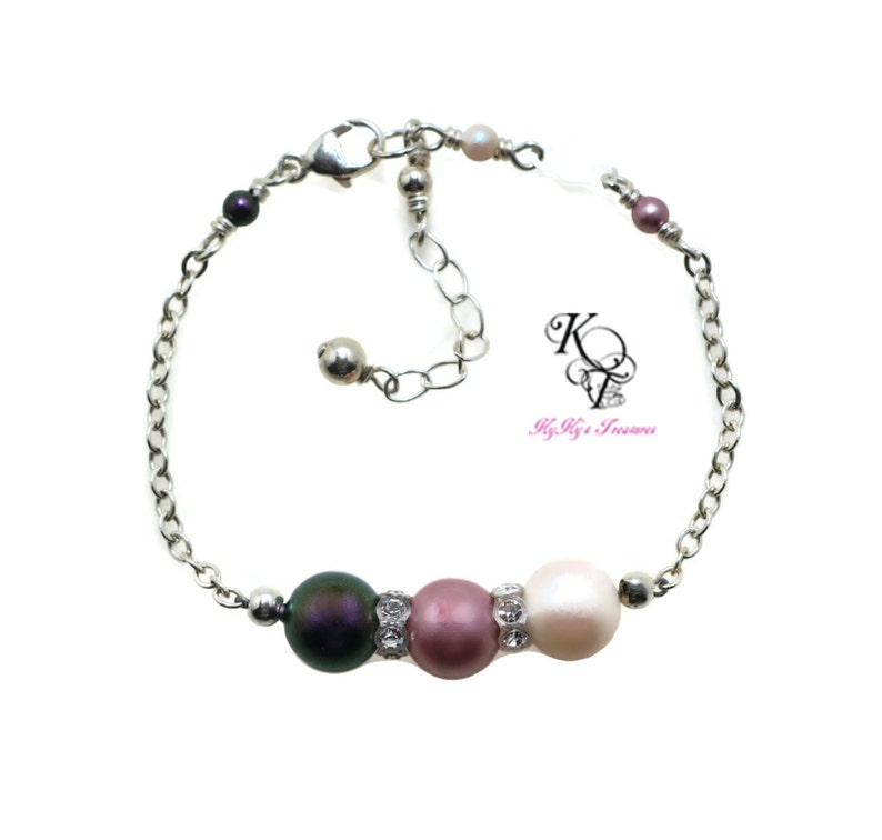 Birthstone Bracelet Family Bracelet Sterling Silver Mother Bracelet Grandma Bracelet Mothers Jewelry Pearl Bracelet Birthstone image 3