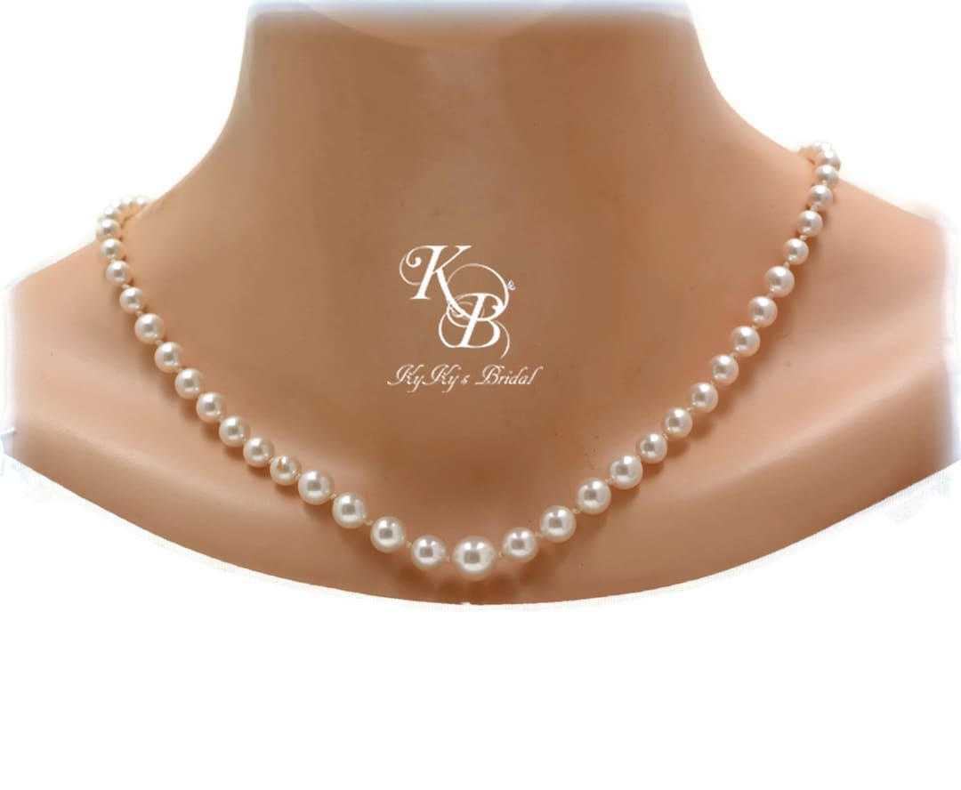 Knotted Pearl Necklace Real Pearl Necklace Bridal Necklace Freshwater