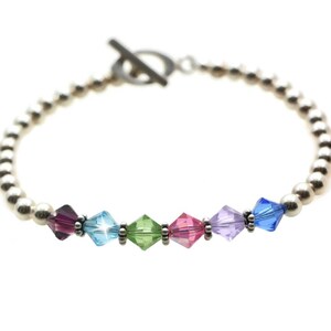 Mothers Bracelet Birthstone Bracelet Sterling Silver Birthstone Jewelry Crystal Bracelet Mom Bracelet Mothers Day Gift Christmas Gift Mom