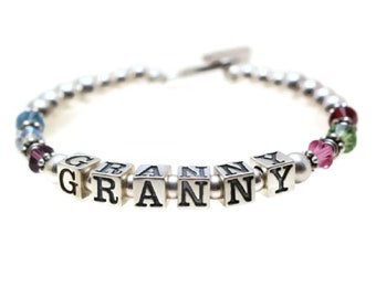 Birthstone Bracelet for Grandma, Birthstone Name Bracelet, Mothers Bracelet Christmas Gifts for Mom, Grandma Gift Birthstone Jewelry