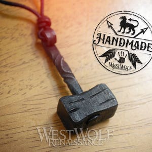 Hand-Forged Iron Thor's Hammer Pendant -- Norse/Odin/Mjolnir/North/Medieval/Blacksmith/Necklace