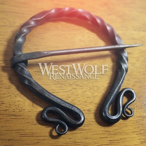Hand-Forged Twisted Steel Grand Pennanular Brooch in 2 Sizes -- Celtic/Viking/Greek/Roman