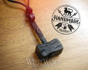 Hand-Forged Iron Thor's Hammer Pendant -- Norse/Odin/Mjolnir/North/Medieval/Blacksmith/Necklace